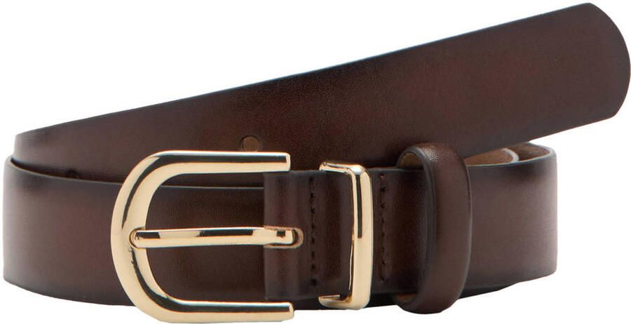 Mango leren riem donkerbruin