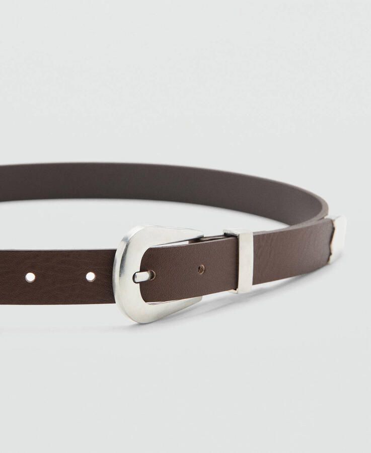 Mango leren riem donkerbruin - Foto 2