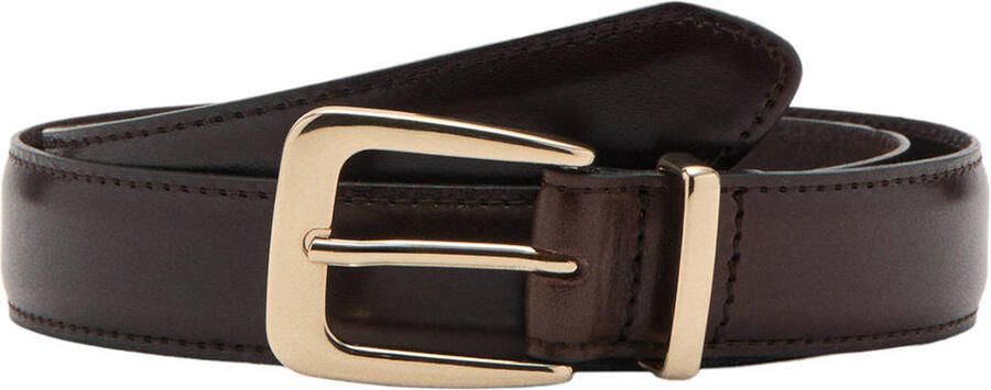 Mango leren riem donkerbruin