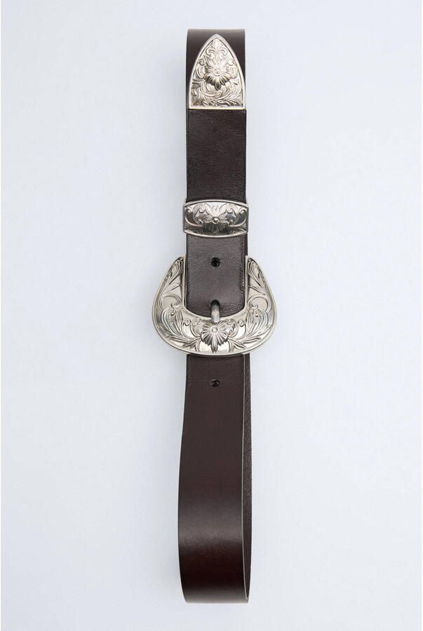Mango leren riem donkerbruin - Foto 2