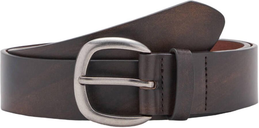 Mango leren riem donkerbruin