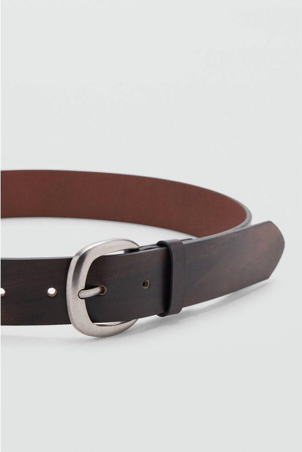 Mango leren riem donkerbruin - Foto 2