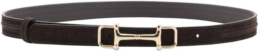 Mango leren riem donkerbruin