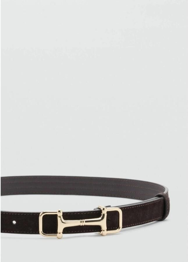 Mango leren riem donkerbruin - Foto 2