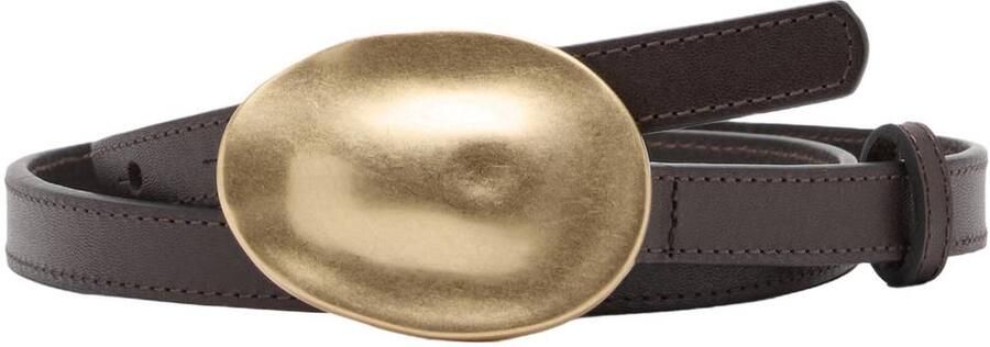 Mango leren riem donkerbruin