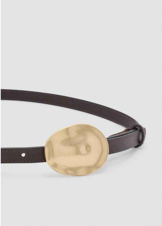 Mango leren riem donkerbruin - Foto 2