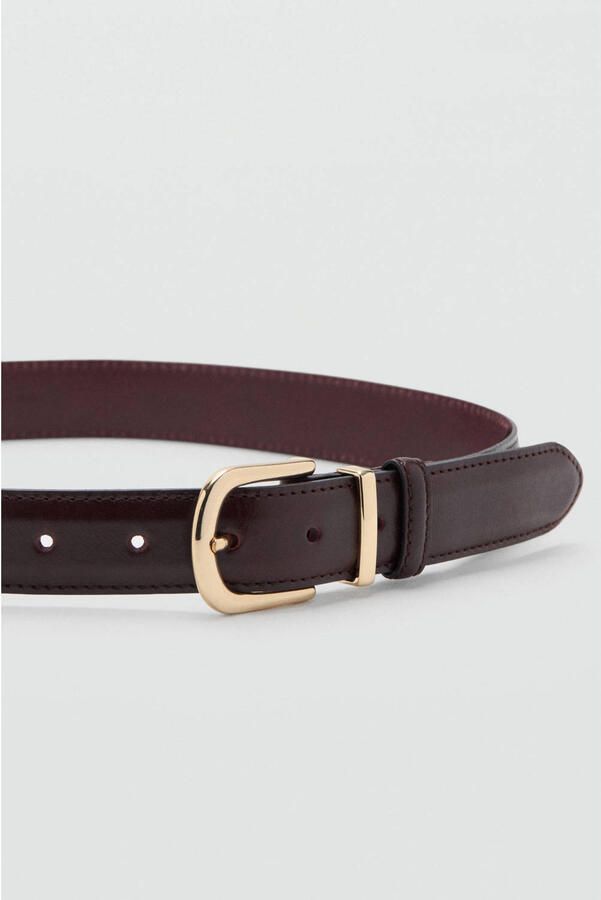 Mango leren riem donkerrood - Foto 2
