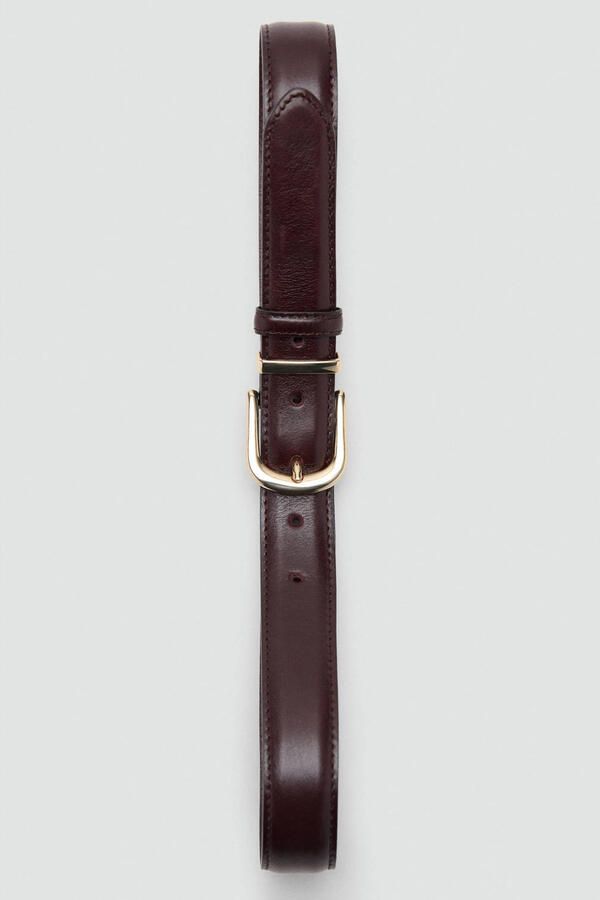 Mango leren riem donkerrood - Foto 3