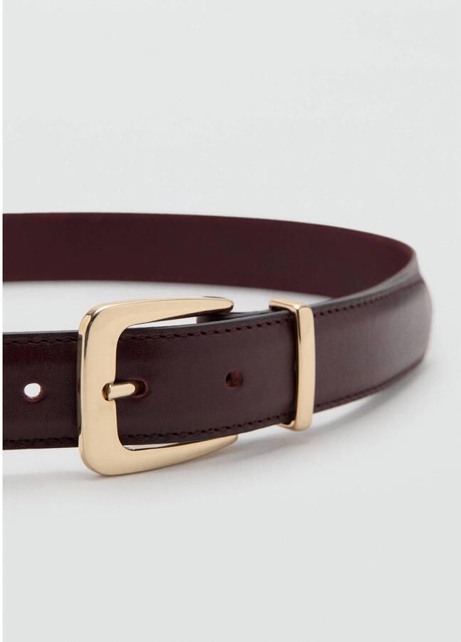 Mango leren riem donkerrood - Foto 2