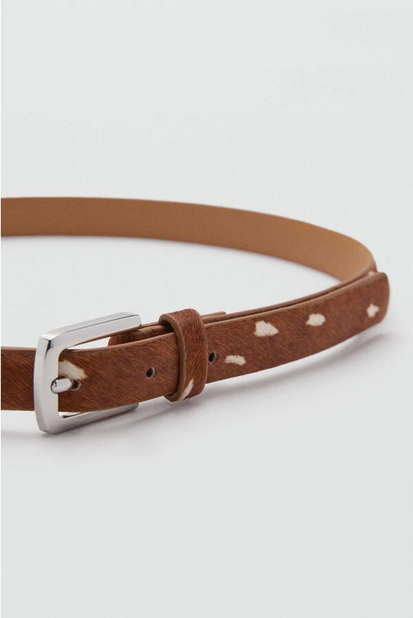 Mango leren riem met bambi-print bruin - Foto 2