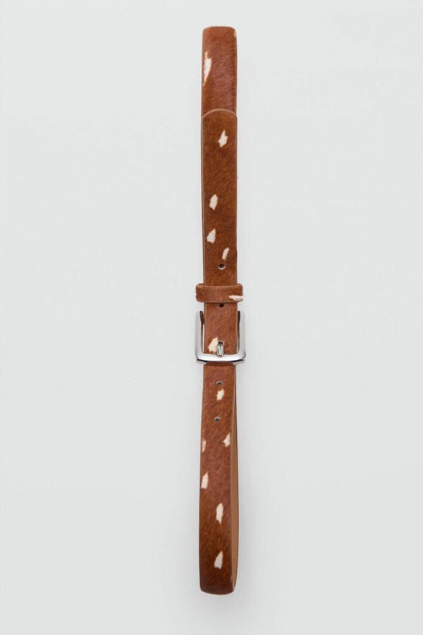 Mango leren riem met bambi-print bruin - Foto 3