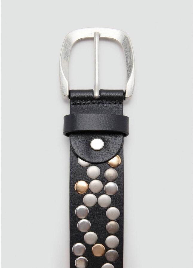 Mango leren riem met studs zwart - Foto 2