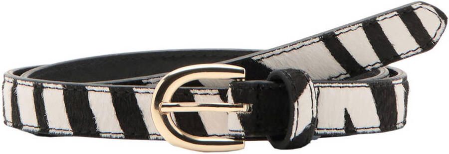 Mango leren riem met zebraprint zwart