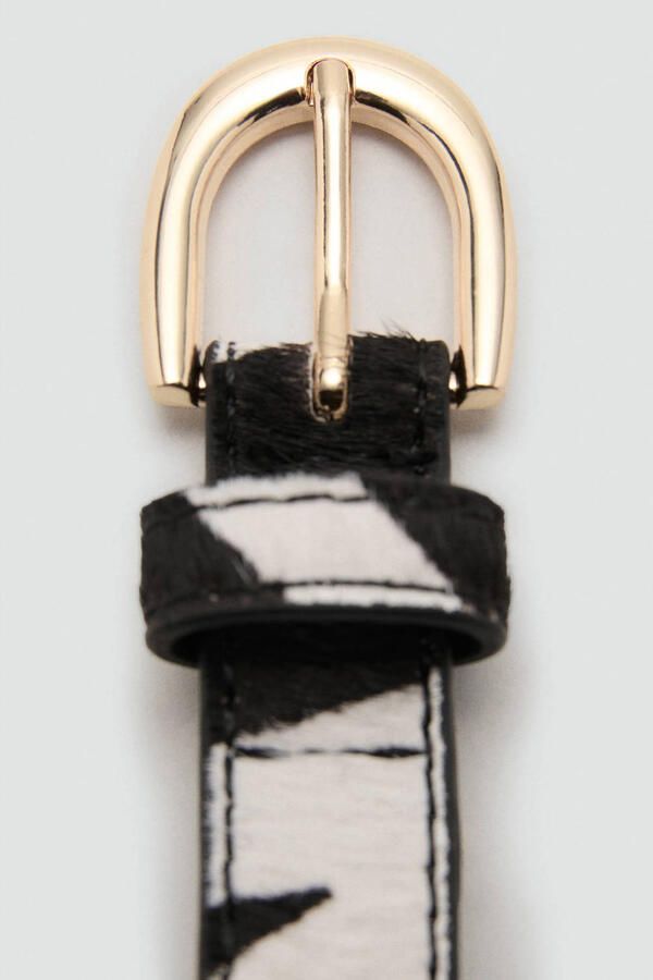 Mango leren riem met zebraprint zwart - Foto 2
