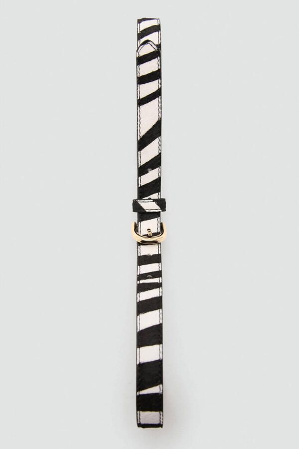 Mango leren riem met zebraprint zwart - Foto 3