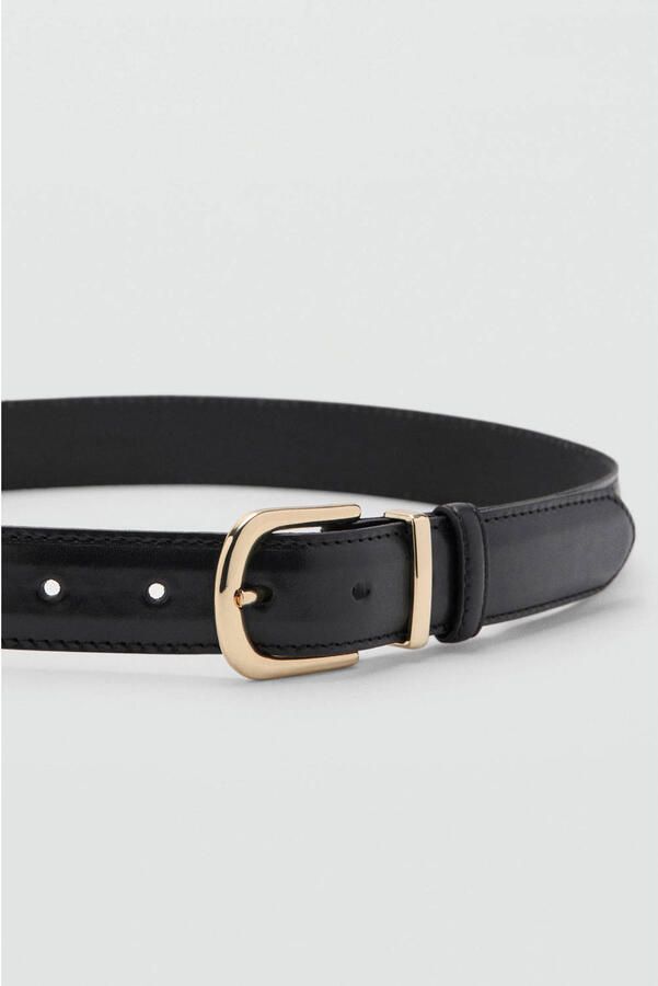 Mango leren riem zwart - Foto 2