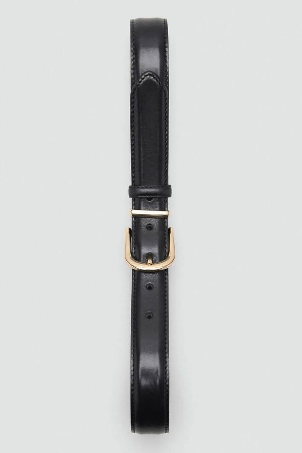 Mango leren riem zwart - Foto 3