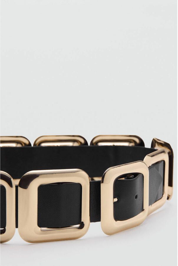 Mango leren riem zwart - Foto 2