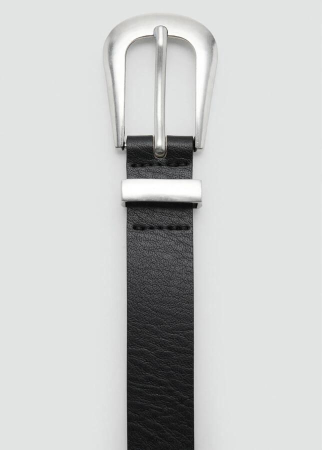 Mango leren riem zwart - Foto 2
