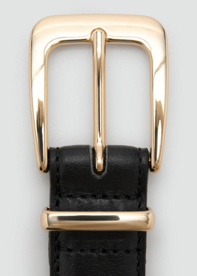 Mango leren riem zwart - Foto 2