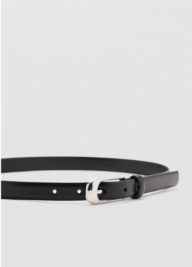 Mango leren riem zwart - Foto 2