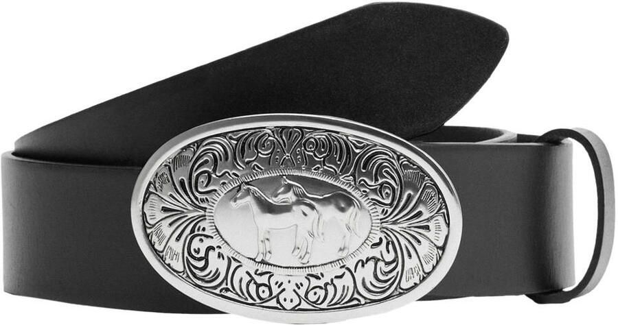 Mango leren riem zwart