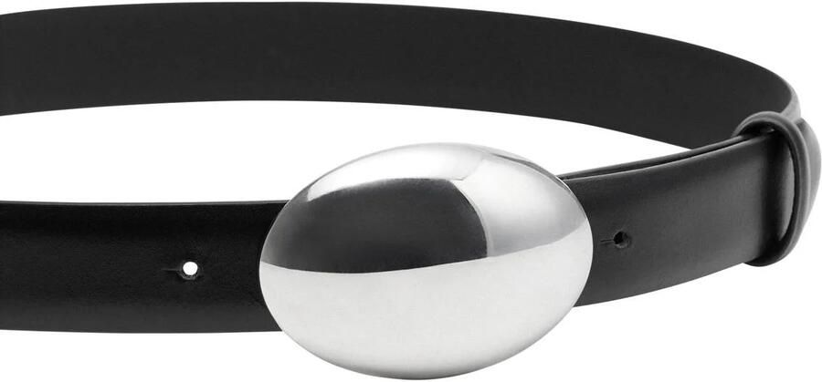 Mango leren riem zwart - Foto 2