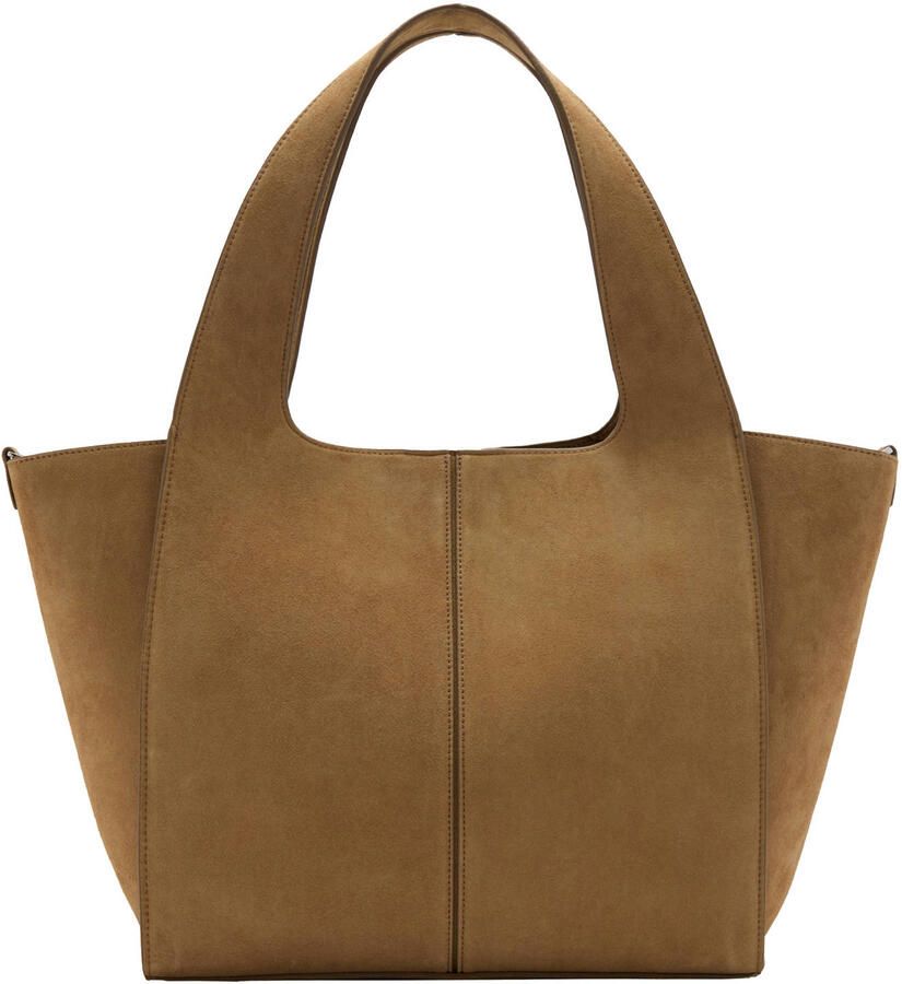 Mango leren shopper lichtbruin