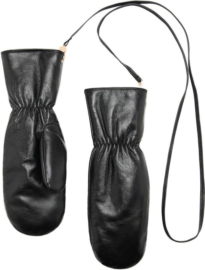 Mango leren wanten zwart