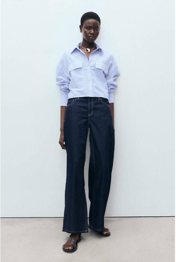 Mango linnen blouse lichtblauw - Foto 2