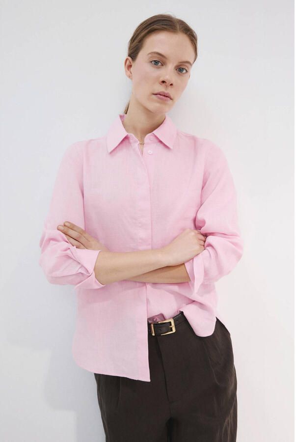 Mango linnen blouse roze