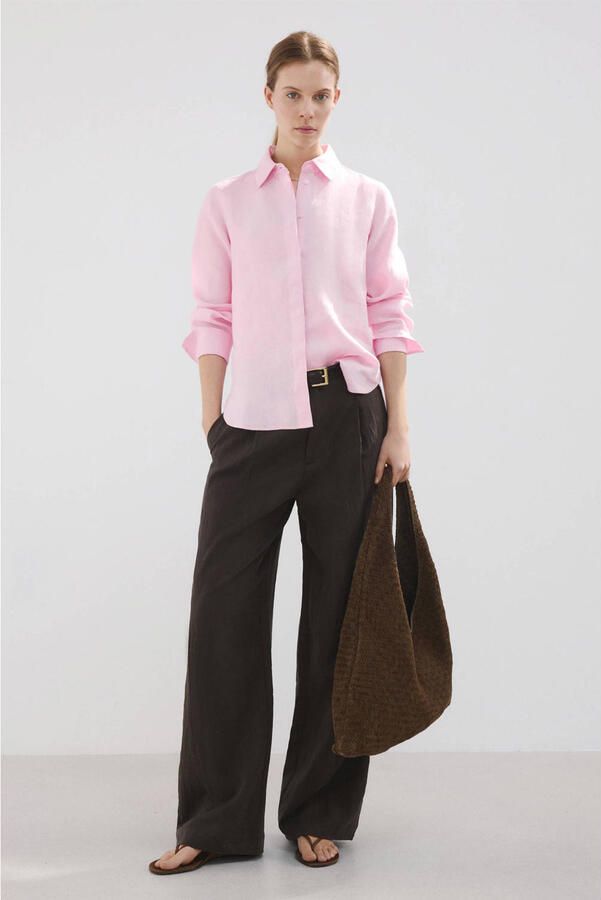 Mango linnen blouse roze - Foto 2