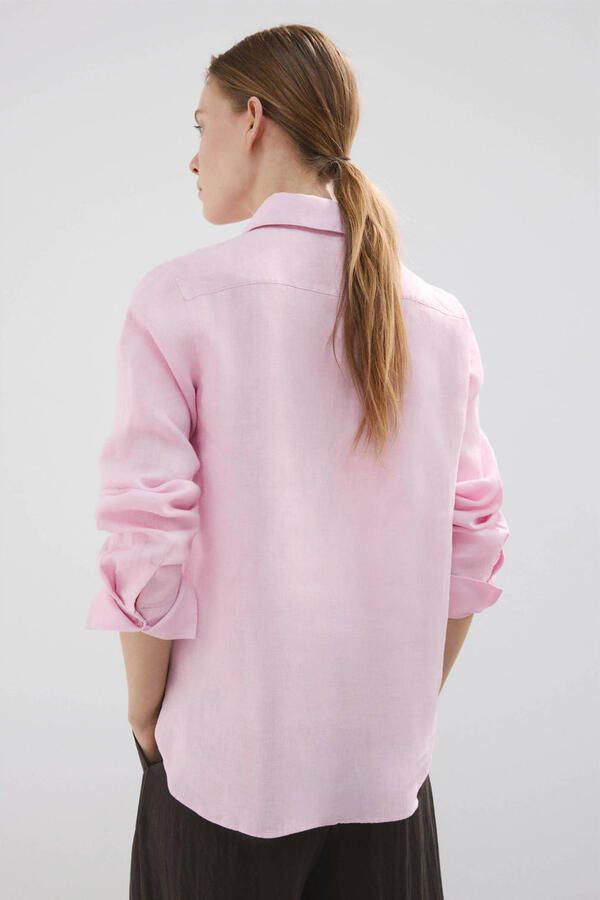 Mango linnen blouse roze - Foto 3