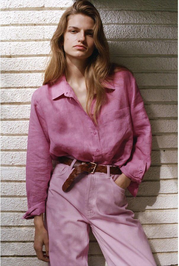 Mango linnen blouse roze
