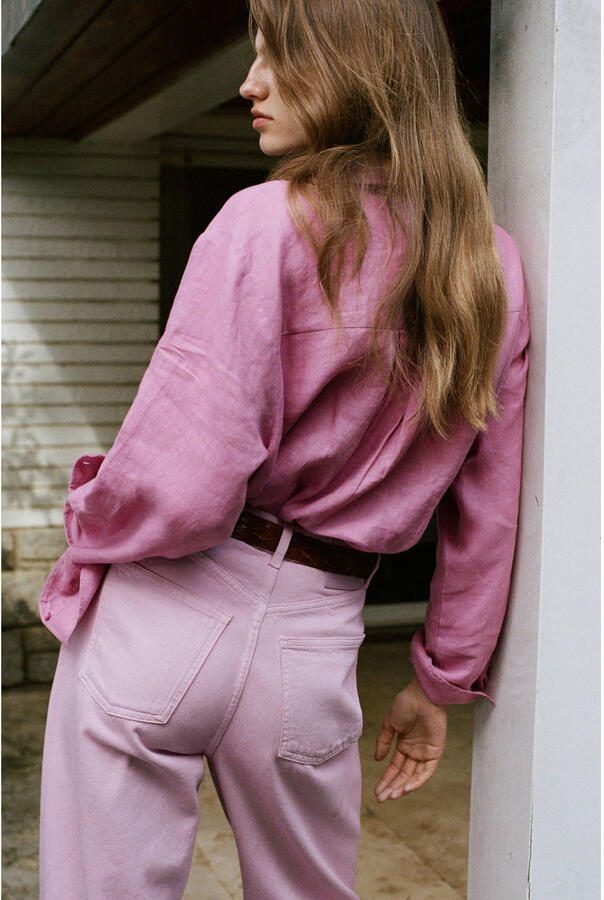 Mango linnen blouse roze - Foto 2