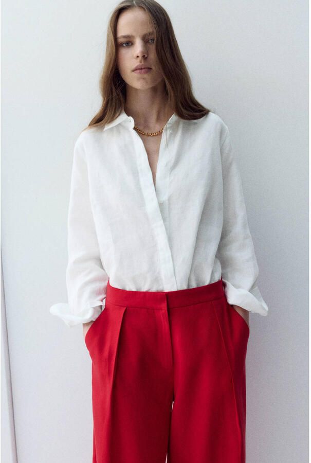 Mango linnen blouse wit - Foto 2
