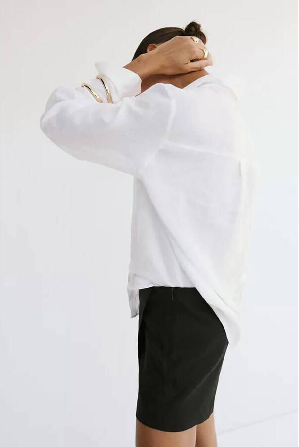 Mango linnen blouse wit - Foto 2