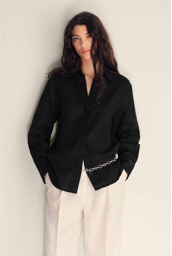 Mango linnen blouse zwart
