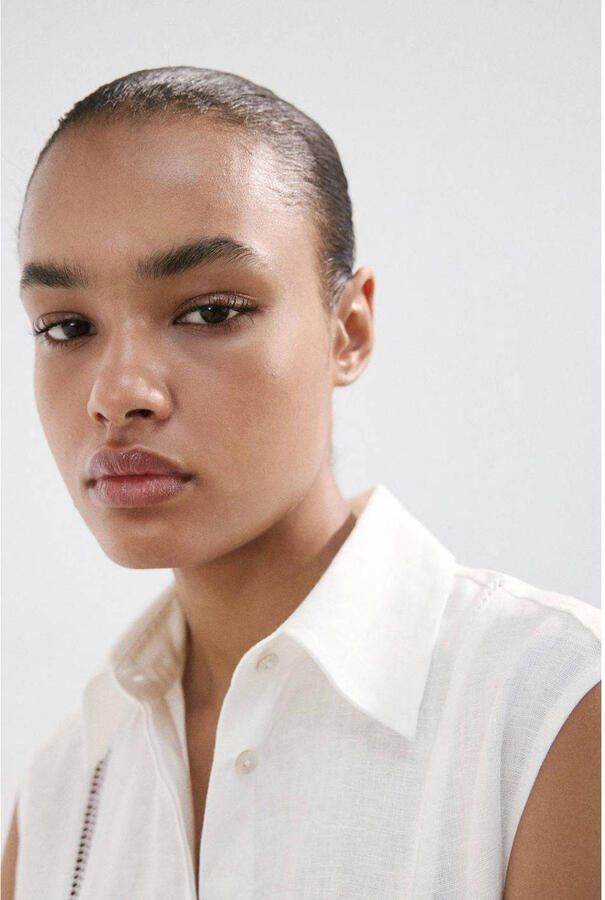Mango linnen blousejurk ecru - Foto 2