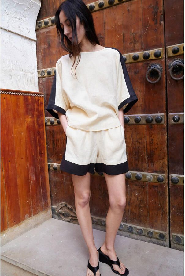 Mango linnen blousetop beige - Foto 3
