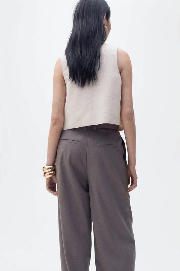 Mango linnen gilet beige broderie - Foto 3