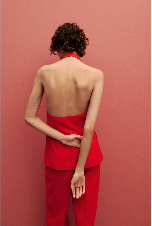 Mango linnen gilet rood - Foto 2