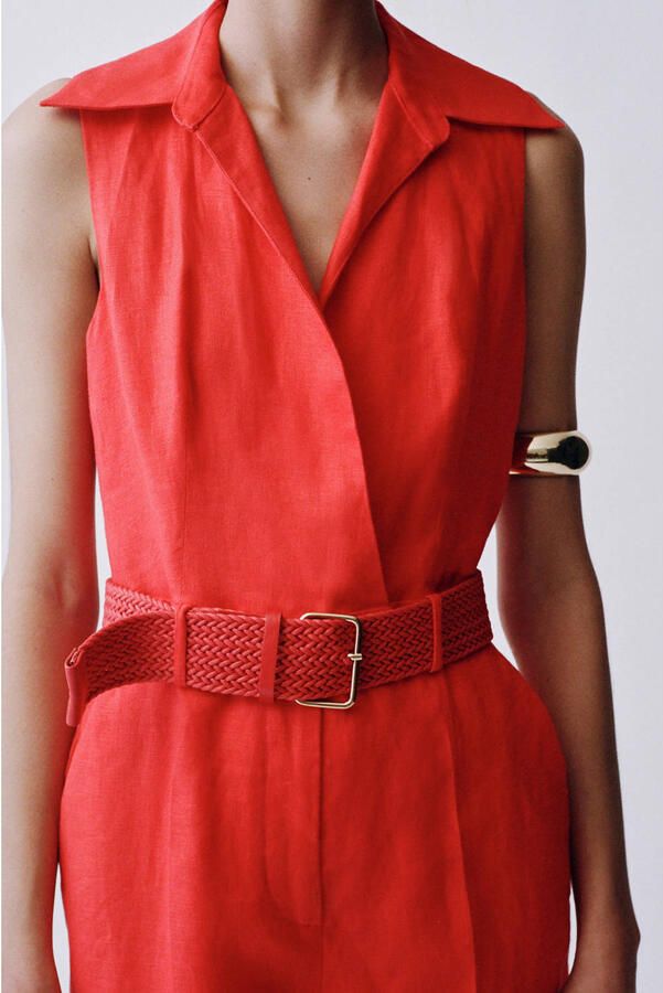 Mango linnen jumpsuit rood - Foto 1