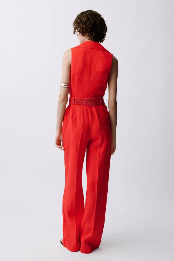 Mango linnen jumpsuit rood - Foto 3