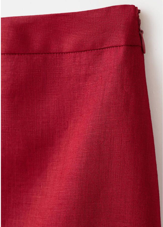 Mango linnen kokerrok rood