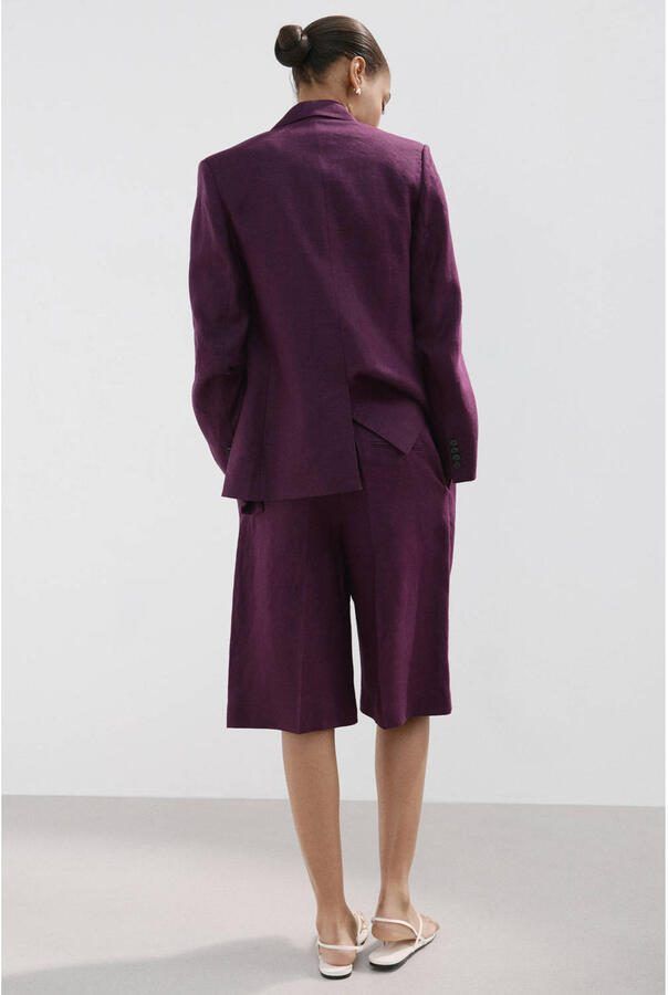 Mango linnen korte broek paars - Foto 2
