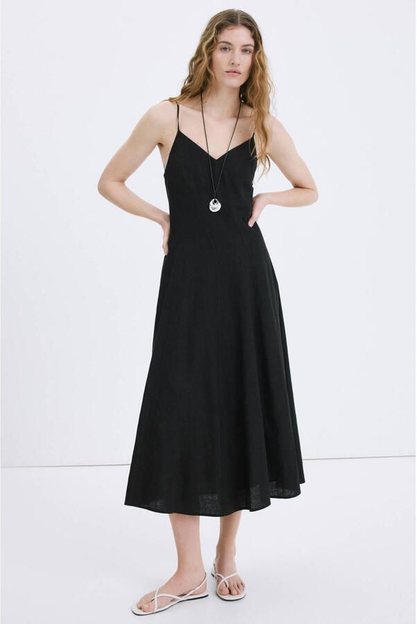 Mango linnen maxi jurk zwart - Foto 2