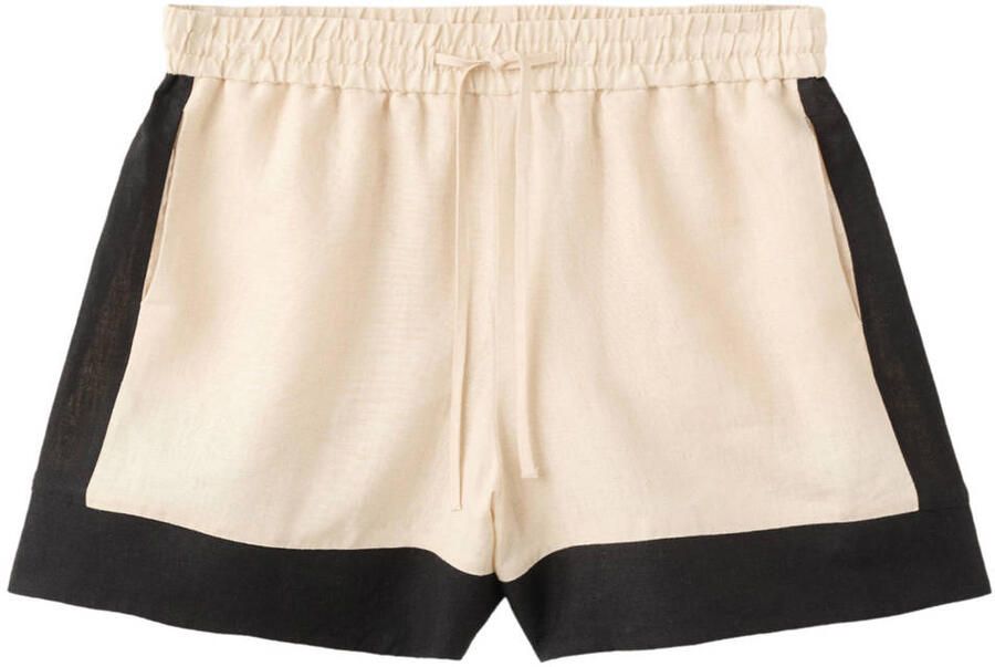 Mango linnen short beige zwart