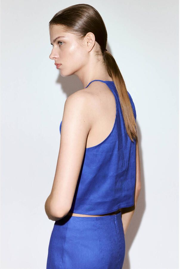 Mango linnen top blauw - Foto 2
