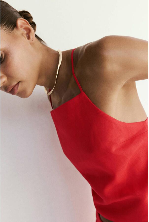 Mango linnen top rood